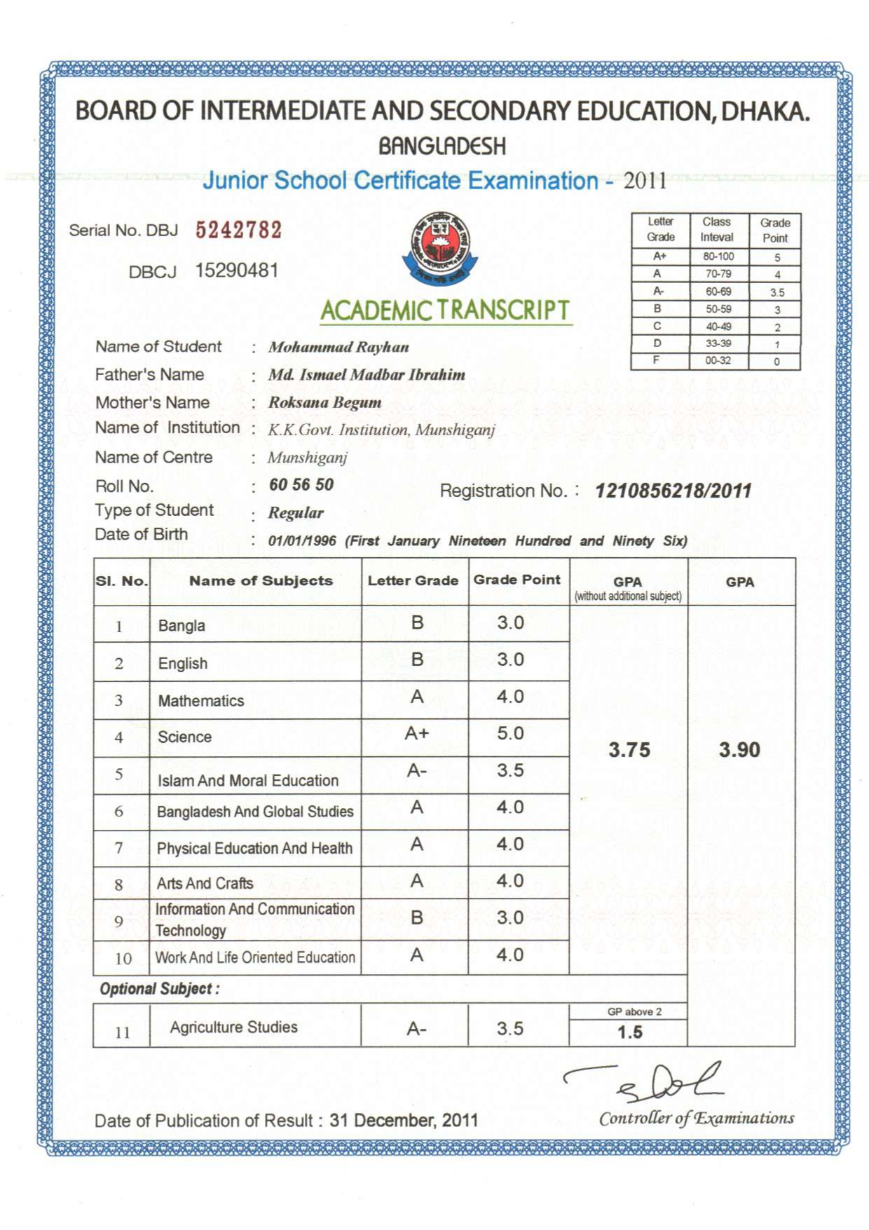 JSC Certificate